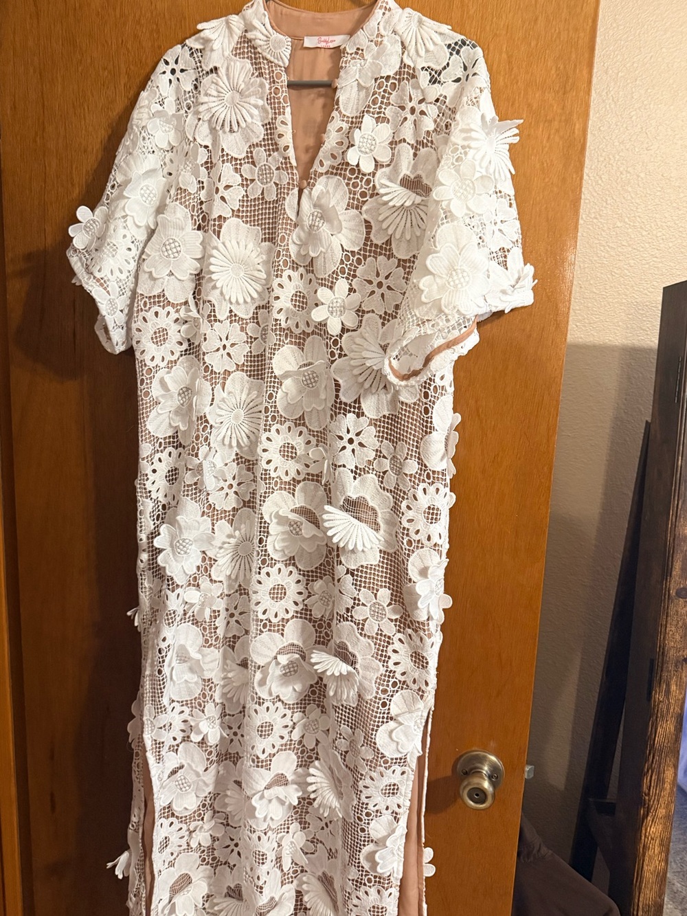 Buddy Love White Floral Crochet Maxi Dress